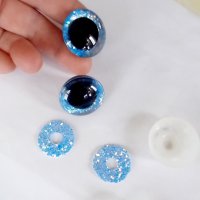 30мм 3D сини очички с блясък за амигуруми, плетени играчки, снимка 1 - Други - 35104556