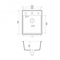 Кухненска Мивка от гранит модел РИГА XXL 440 x 530 mm - Черна, снимка 6 - Други - 36821877