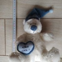 плюшен бял мечок с шапка и сърце , снимка 3 - Плюшени играчки - 27063499