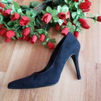 Черни велурени обувки Celebrity Greece, снимка 2 - Дамски елегантни обувки - 26975515