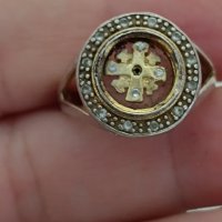 Сребърен пръстен с позлата Буква НН, снимка 5 - Пръстени - 43937681