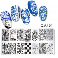 OMJ-01 листа щампа шаблон за печат на нокти маникюр, снимка 1 - Продукти за маникюр - 32751328