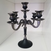 Свещник за пет свещи - алуминий, в черно и златно или черно и сребърно, снимка 4 - Декорация за дома - 38087481