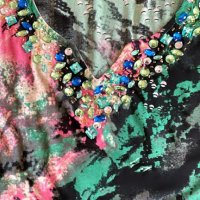 Еластична туника блуза ретро модел с камъни и паунови пера , снимка 6 - Туники - 38426083