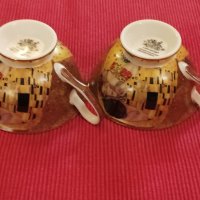 Сервиз от две чаши с чинийки за чай, кафе, Целувката, Густав Климт. , снимка 6 - Сервизи - 43525012