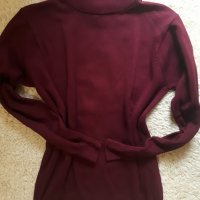 Дамска блуза с поло яка в цвят бордо, снимка 1 - Блузи с дълъг ръкав и пуловери - 38310812