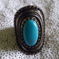 Уникален винтидж пръстен с Тюркоаз , снимка 8 - Обеци - 40805480