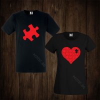 Тениски за двойки - Свети Валентин - дамска тениска + мъжка тениска , снимка 1 - Тениски - 27735747
