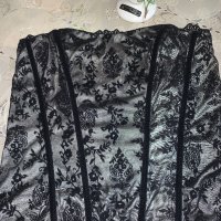 Страхотен черен корсет NEXT   тюл дантела с подплата флорален десен с дискретен брокат , снимка 4 - Корсети, бюстиета, топове - 36998557