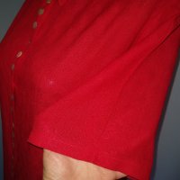 Копринена риза тип туника "c.h.i.c.c." / копринена риза голям размер / червена туника, снимка 8 - Туники - 28487733