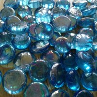 стъклени светлосини перли, снимка 2 - Други - 43340015