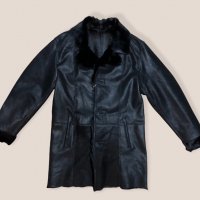 Луксозно мъжко палто от естествена кожа с косъм Пони в черен цвят, снимка 2 - Палта - 34780939