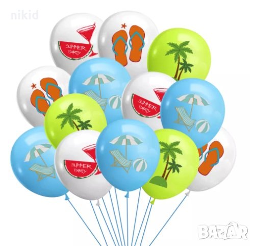 Хаваи плаж море лято диня Обикновен надуваем латекс латексов балон парти хелий или газ, снимка 1