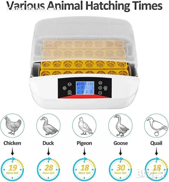 Инкубатор за яйца – 42 яйца с LED дисплей и автоматичен контрол, снимка 1