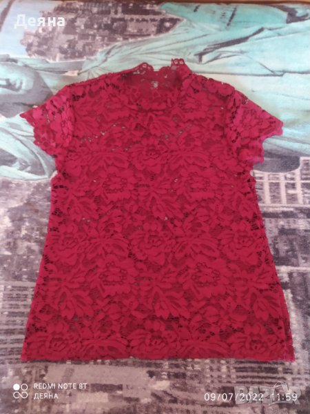Дантелена блуза в бордо с бюстие, снимка 1