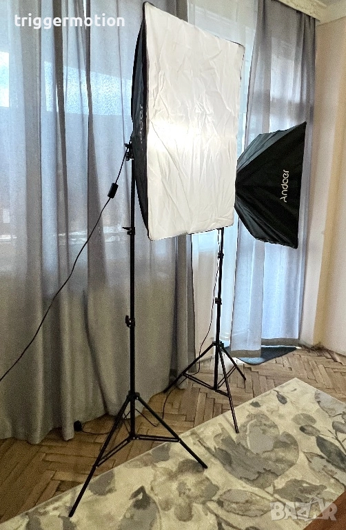 2 Х Софтбокс Лампа Andoer 70 Х 50см, 85W + Дистанционно /Фото студио /Студийно осветление, снимка 1