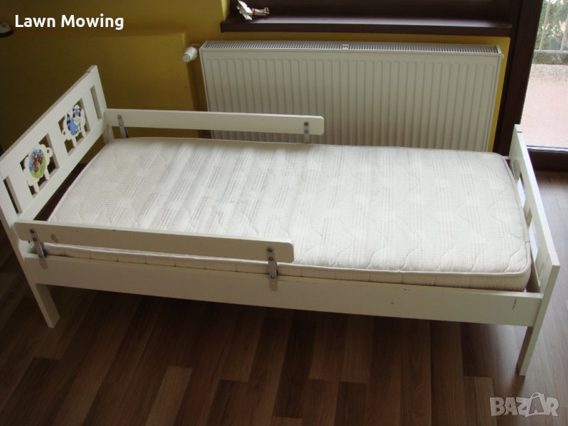 2 бр. Детско легло с парапет 70x160 IKEA KRITTER с латексов матрак и подматрачна рамка, снимка 1