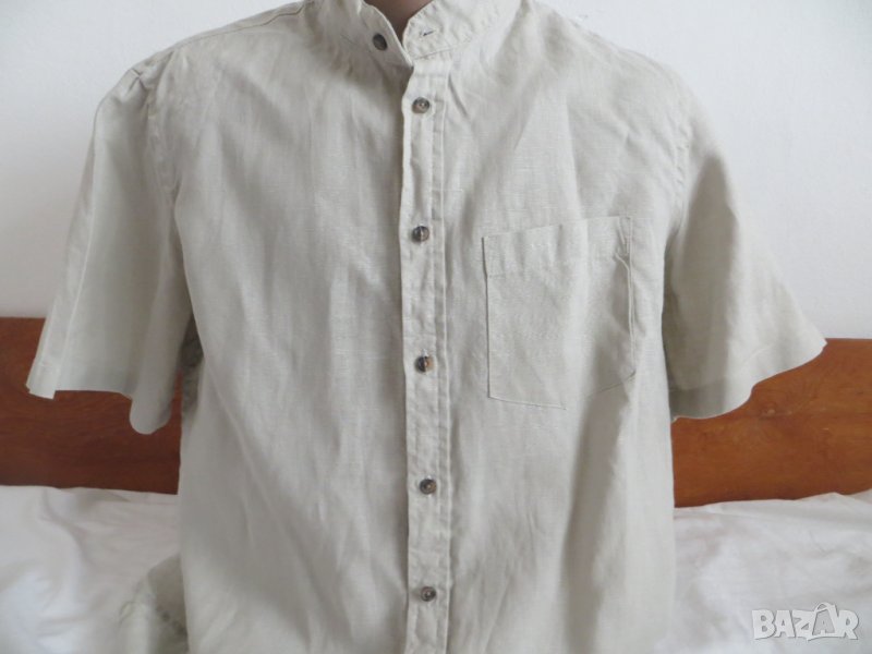 Мъжка риза с къс ръкав от лен Piazza Italia, снимка 1