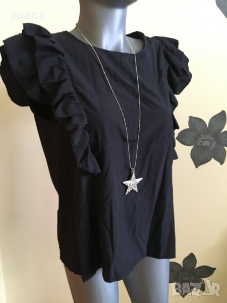 Черна блуза с къдрици, снимка 1