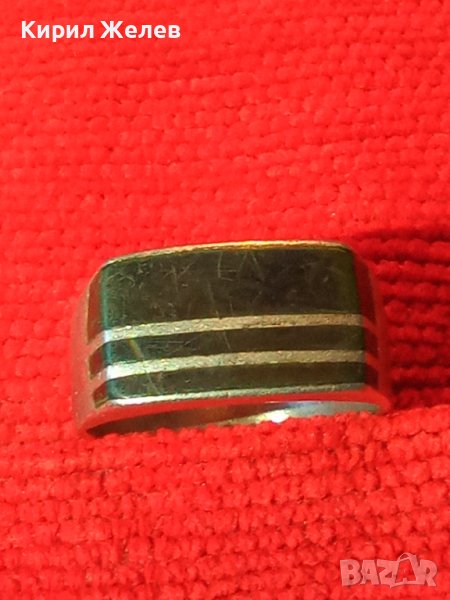 Стар АНГЛИЙСКИ СРЕБЪРЕН РЕТРО АРТ ПРЪСТЕН ОКСИДИРАНО СРЕБРО 925 с РЪЧНО ШЛИФОВАН ЧЕРЕН АХАТ 40628, снимка 1