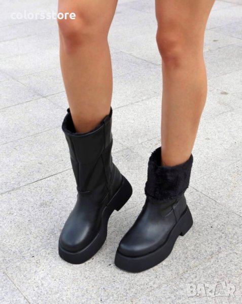 Равни боти - черна кожа - DFG88, снимка 1