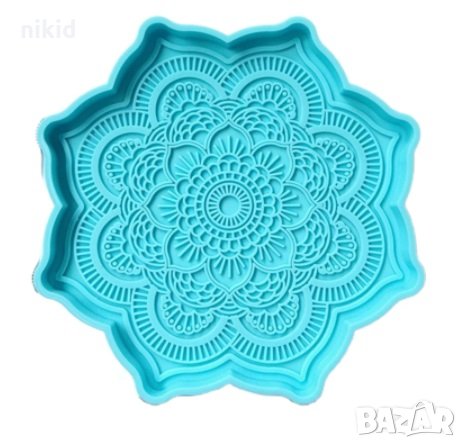 Мандала силиконов молд форма фондан шоколад гипс смола подложка за чаша, снимка 1