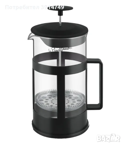 Френска преса / кана / чайник / инфузер за кафе, чай, корпус от стъкло, 1 л, снимка 1