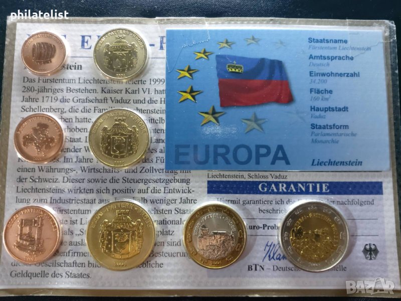 Пробен евро сет - Лихтенщайн 2004, снимка 1