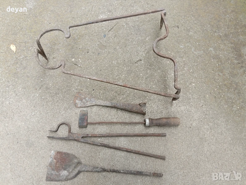 стари инструменти за огнище ковано желязо, снимка 1
