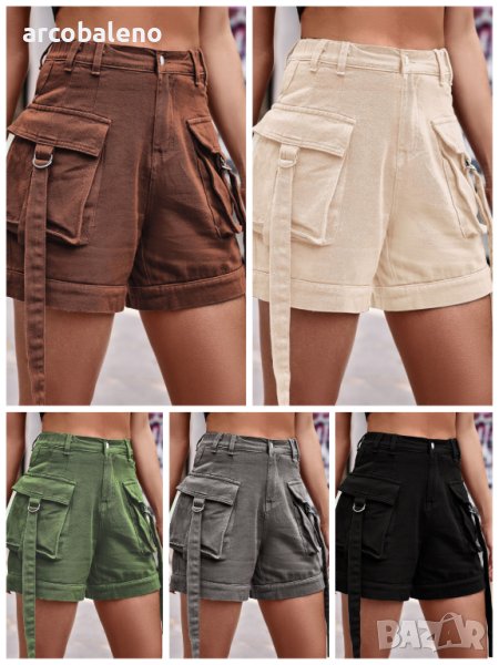 Ежедневни дамски къси дънкови панталони с джоб с еластична талия, 5цвята, снимка 1