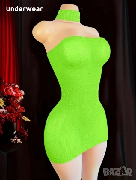 Флуоресцентно зелена рокля, снимка 1