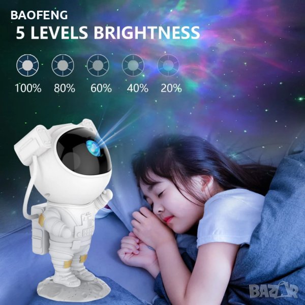 Нови Детска нощна лампа звездно небе проектор 360 настройка, модел ULT Galaxy Star Project Астронавт, снимка 1