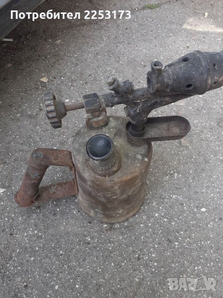 Бронзова бензинова лампа с помпа, снимка 1