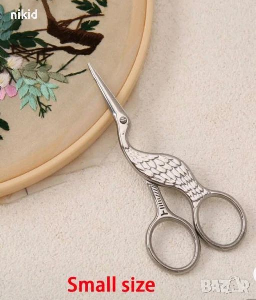 Удобна малка тънка тясна ножица ножичка щъркел за изрязване рязане крафт декорация, снимка 1
