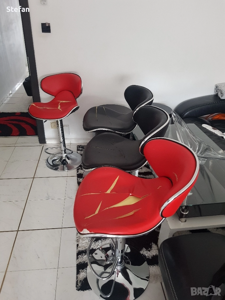 четири броя стол за бар столовете трябва да се сменят само тапицерията, снимка 1