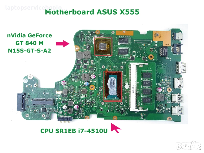 Asus X555 X555LN X555LD X555LJ Дънна платка i7-4510U GT 840M , снимка 1