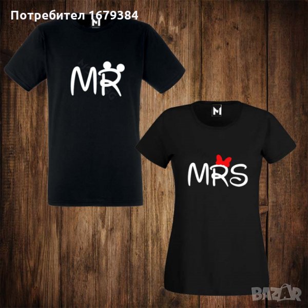 Мъжка тениска с щампа + дамска тениска с щампа , тениски за двойки MR. MICKEY MRS. MINNIE, снимка 1