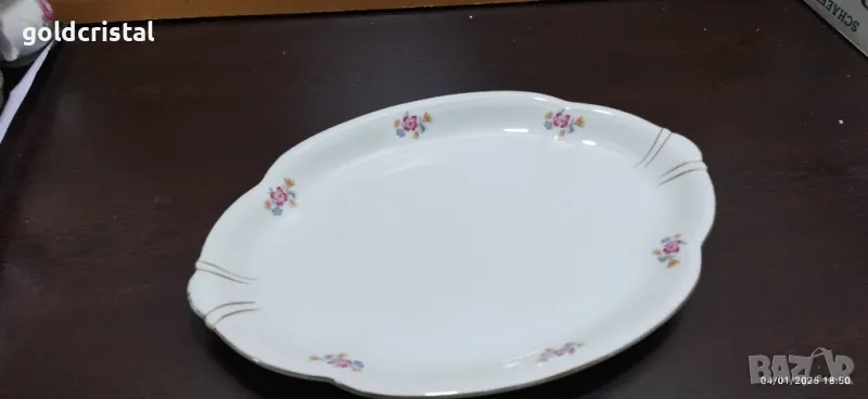 Старинен порцелан плато елипса , снимка 1