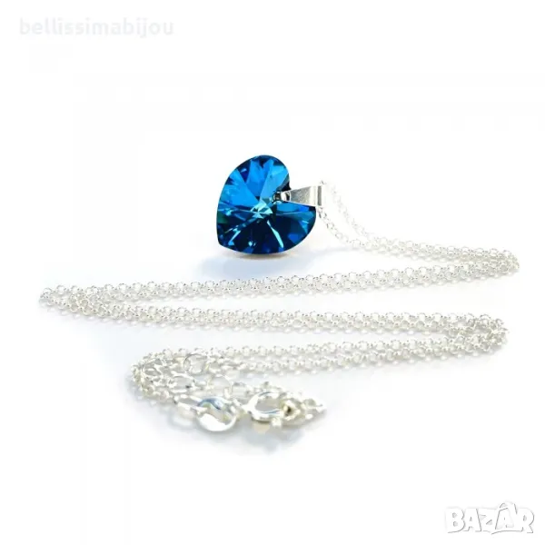 Сребърно Колие със Сърце Сваровски/Swarovski, снимка 1