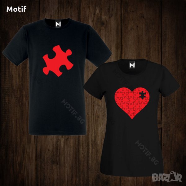 Тениски за двойки - Свети Валентин - дамска тениска + мъжка тениска , снимка 1