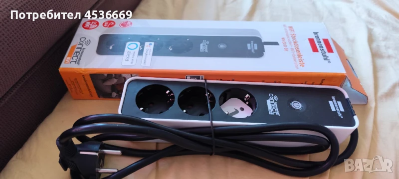 Brennenstuhl Wi-fi smart разклонител, 3 гнезда, 16А, 230VAC, снимка 1