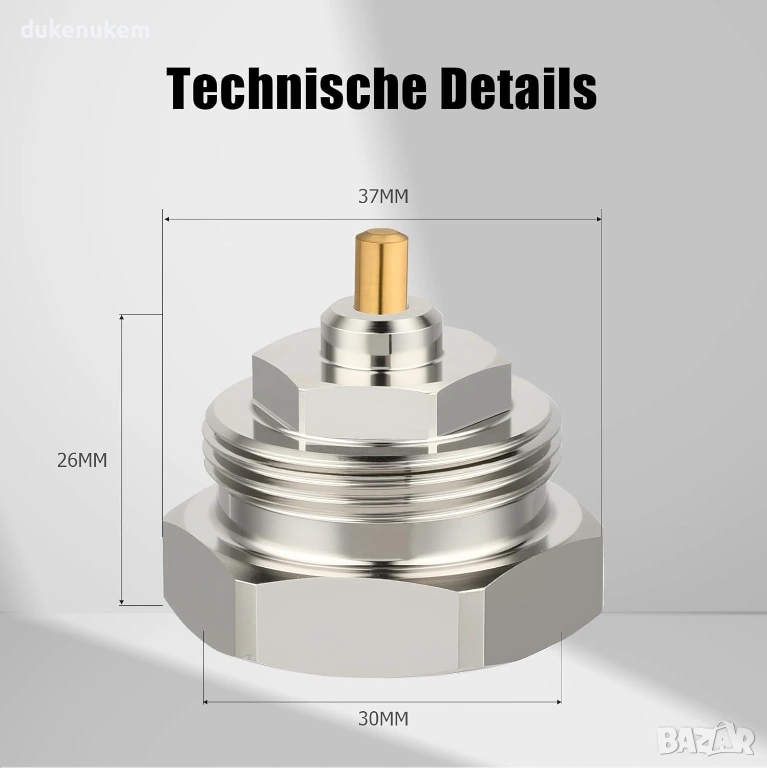 Адаптер за радиаторен вентил Ancable M30 x 1.0 > M30 x 1.5, снимка 1