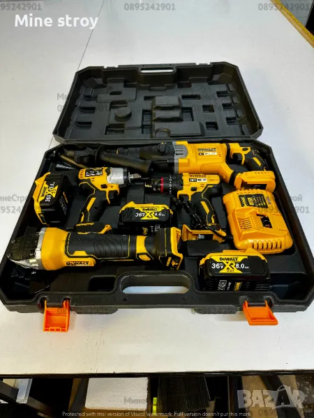 Комплект 4в1 Макита Ъглошлайф Винтоверт Гайковерт и Перфоратор DeWalt, снимка 1