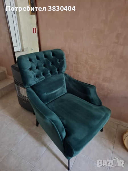 Голям мек удобен фотьойл Честърфийлд, снимка 1