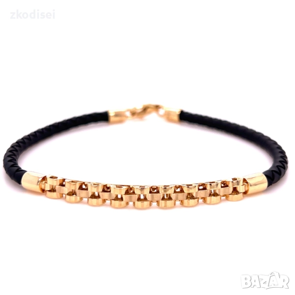 Златна гривна с кожа 5,10гр. 20,5см. 14кр. проба:585 модел:33680-2, снимка 1