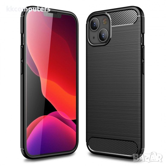 Силиконов кейс MBX Carbon, За iPhone 14 (6.1), Черен, снимка 1
