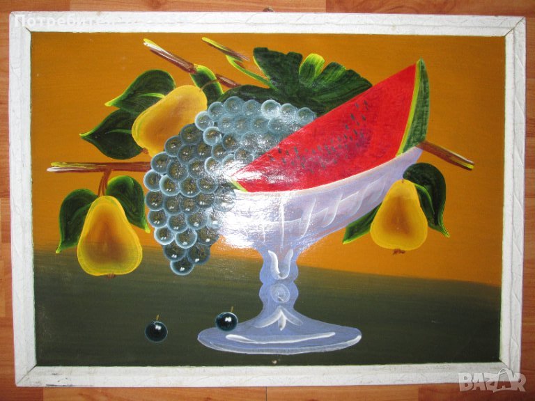 30-те Стара Картина ,масло,картон, натюрморт,54х39см., снимка 1