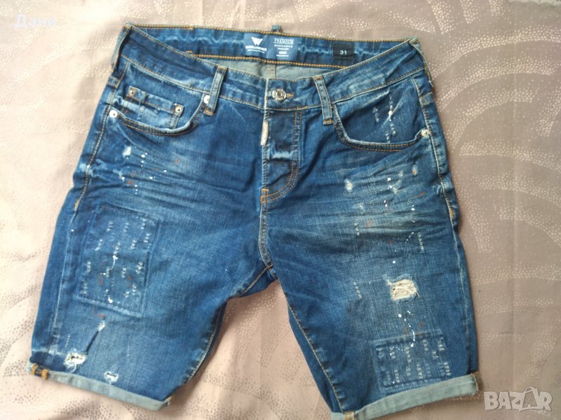 Мъжки къси дънкови панталони intelligence branded godds , снимка 1