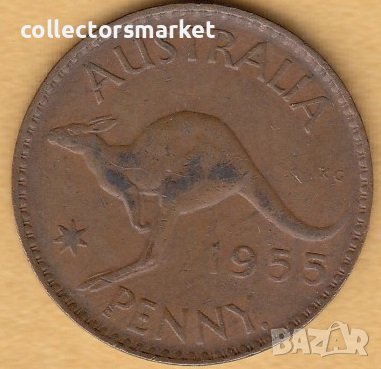 1 пени 1955 с точка след Y, Австралия