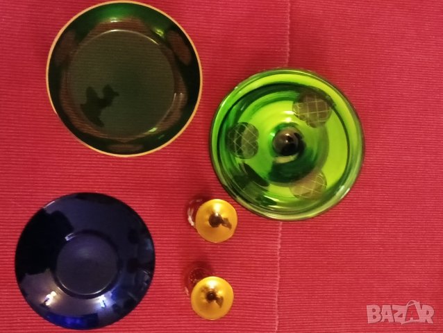 Стар сервиз от цветно стъкло. , снимка 10 - Антикварни и старинни предмети - 43502988